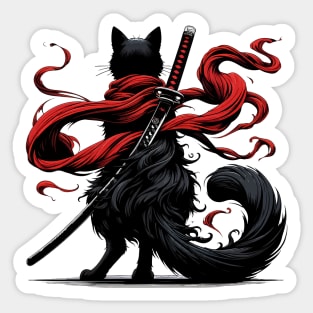 Black Cat Samurai Ninja Japan Art Sticker